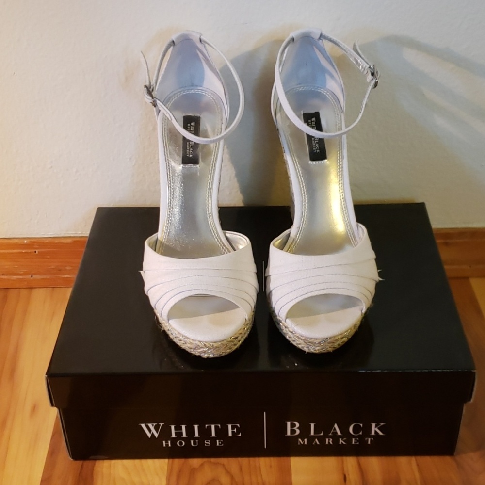 White/silver esperella heeled sandals